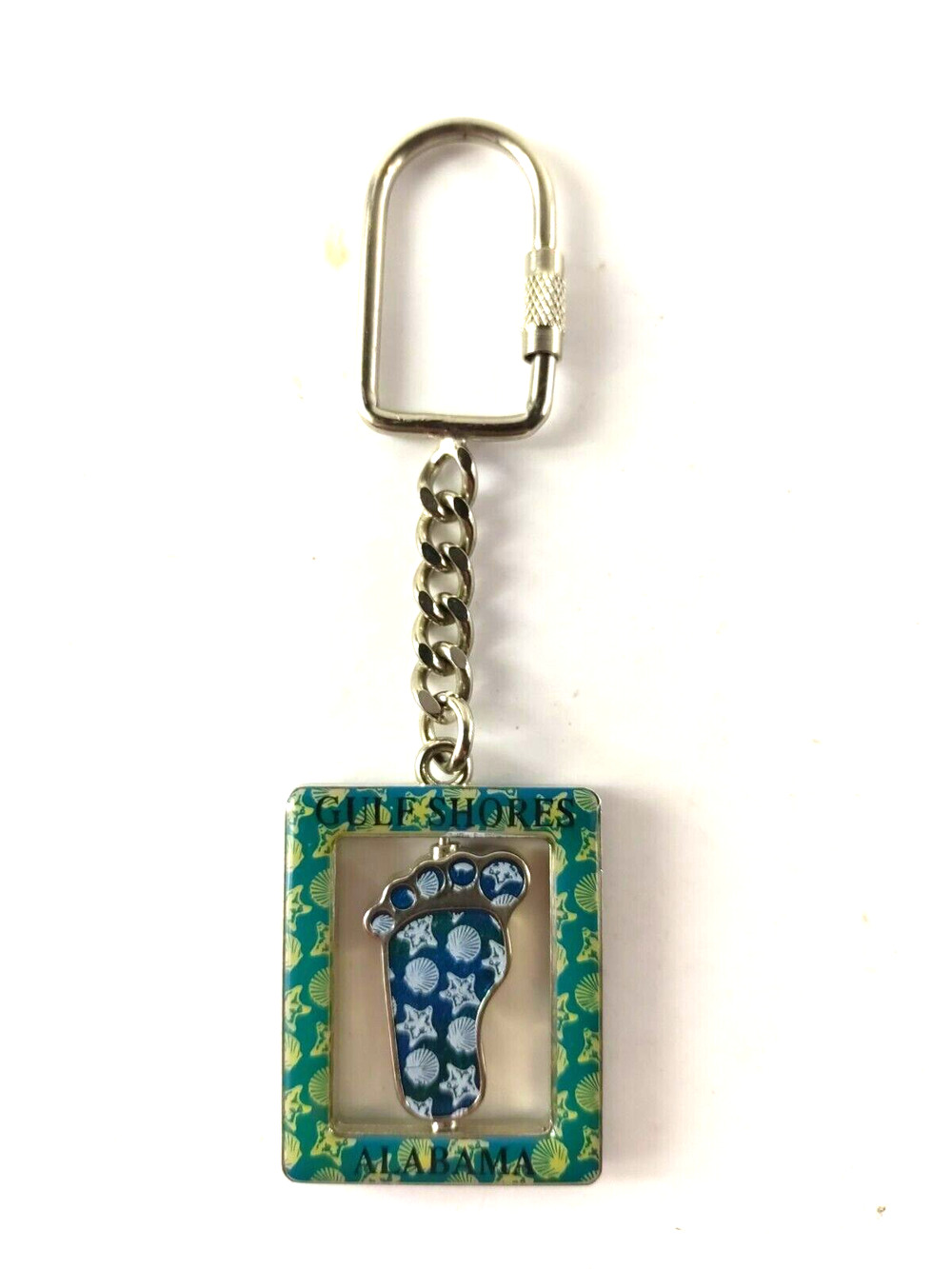 Gulf Shore Alabama Spinning Keychain Metal Foot Spins